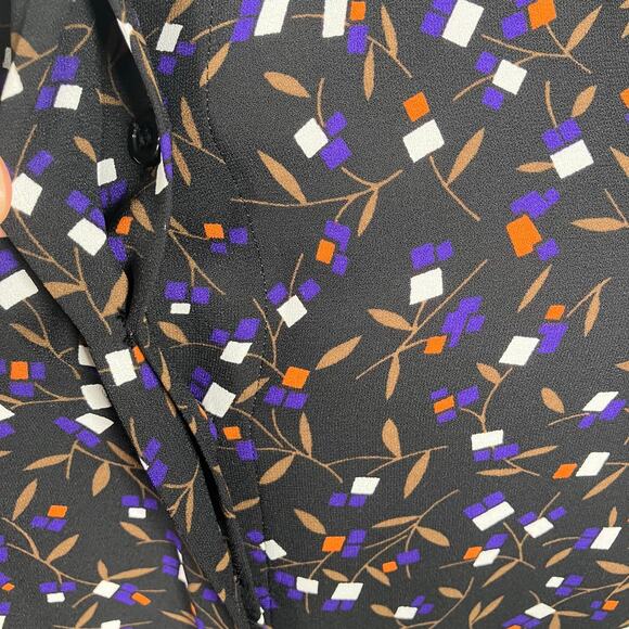 Anne Klein Black Sleeveless Shirt Dress Sz 8 Abstract Print Button Front - Picture 8 of 16